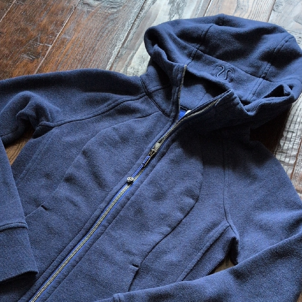 LULULEMON I Navy Blue Scuba Zip-Up Fleece Hoodie Jacket Sweatshirt, 2